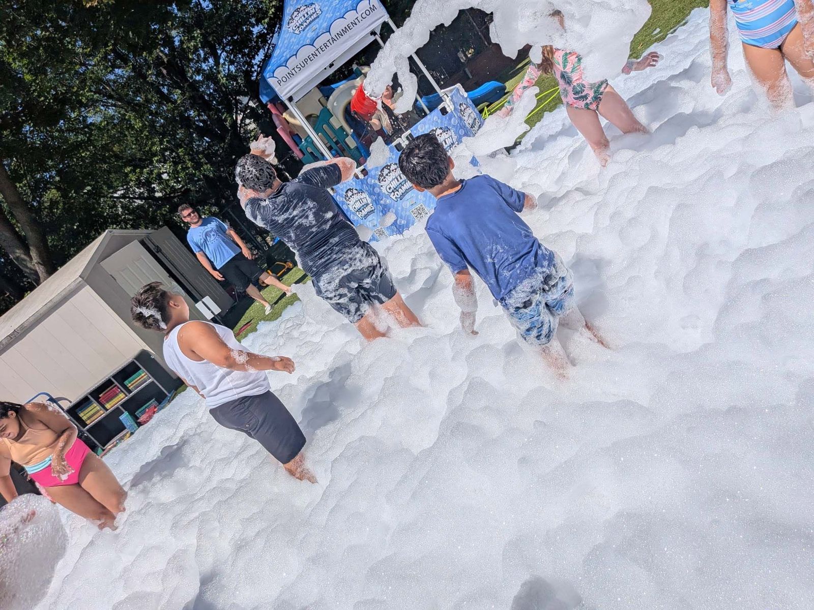 Chillin' With My Foamies foam party with our crew and tent